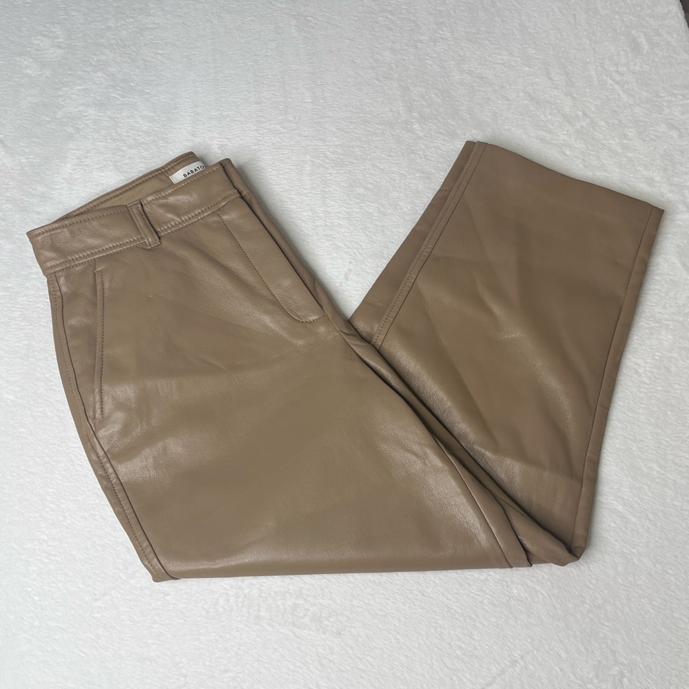 Babaton Aritzia Camel Faux Leather Command Cropped Slacks Sz 6 Chic Office Work - Picture 10 of 15